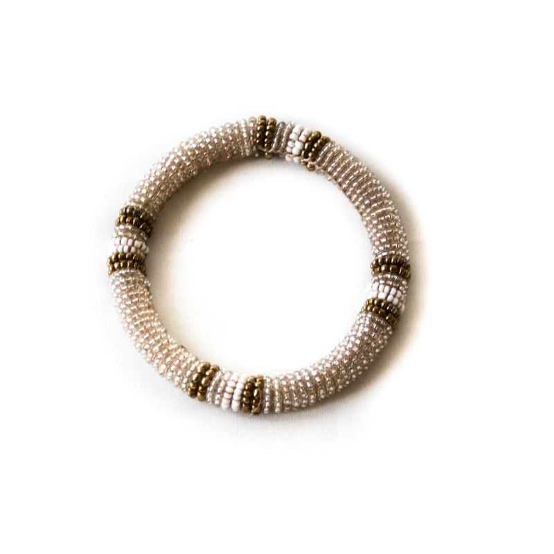 One silver Fair Trade RoHo bangle with metallic accents that empower artisans with dignified work