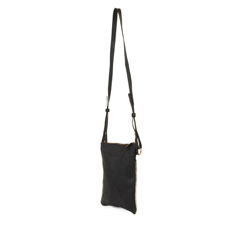 Back of RoHo Fair Trade, Handmade, Minimalist & Unique Grey Cowhide Small Crossbody Pouch, Handcrafted in Africa