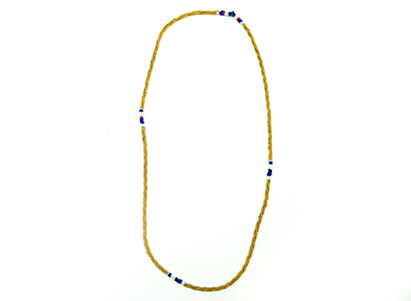One single gold beaded RoHo single strand necklace, handmade Kenyan jewelry