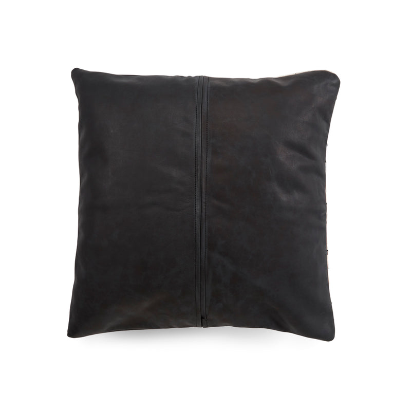 Back of RoHo vegetable tanned goat leather home decor pillowin black 